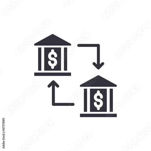 Financial Exchange Flow with Minimalist Bank Icons