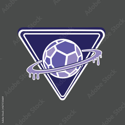 Futuristic Soccer Ball with Ring and Dripping Effect.