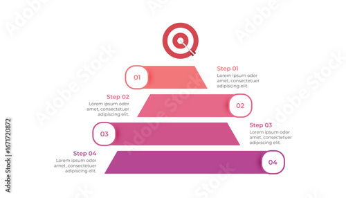 Goal pyramid infographic template design with 4 steps