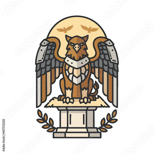 Armored Griffin on Pedestal.