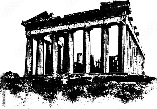 Grunge black and white ancient ruins design for poster or print