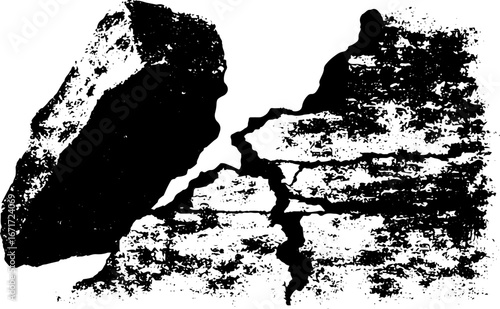 Grunge black and white illustration of ancient ruins - vintage urban design for posters and prints
