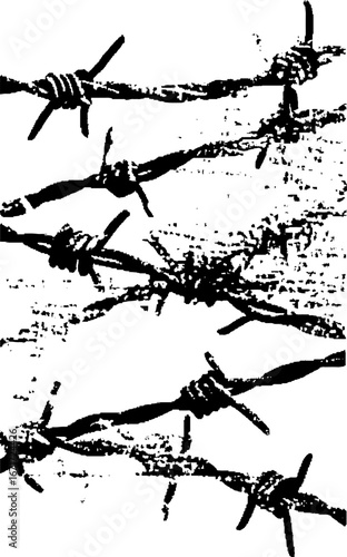 Grunge black and white barbed wire design for urban art and posters