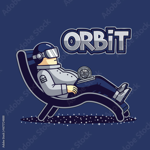 Relaxed Astronaut in Virtual Reality Space Chair.