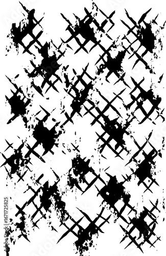 Grunge black and white abstract broken pattern for design and print