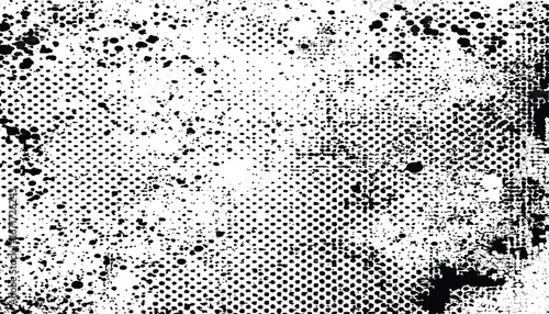 Abstract design with halftone dots background and gritty texture background with a distressed in shades . this vector design are  dirty and scratches frame. Dust particle and dust grain texture .