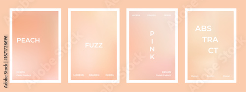 Peach pink gradient background set. Nude, peach and apricot gradient soft poster. Modern design for wall art, flyers, brochures, covers and web banners