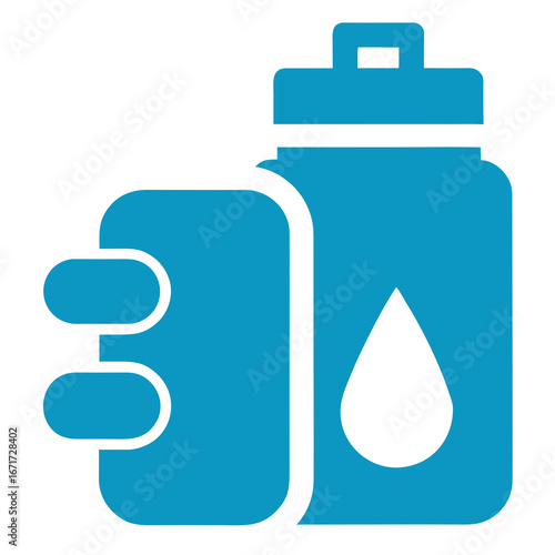 Fitness Icon of Water Bottle with Drop