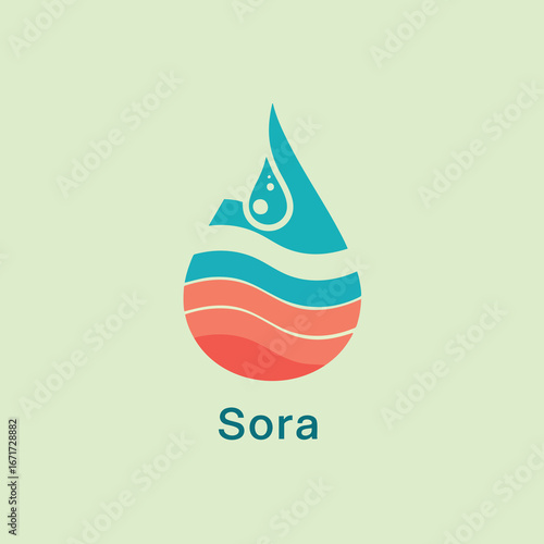 Sora Logo: A Water Drop Design Symbolizing Purity and Natures Essence.