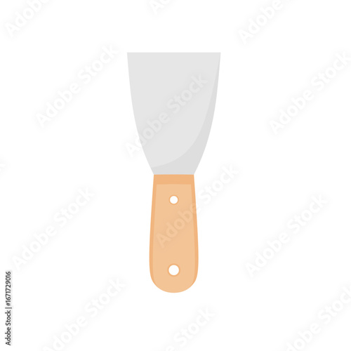 Putty knife flat design vector illustration isolated on white background. trowel or scraper used for drywall or plastering