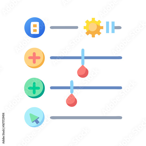 Creative digital controls icons concept for setting adjustments