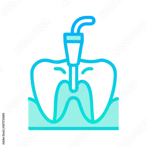 Modern graphic depicting root canal dental procedure on tooth