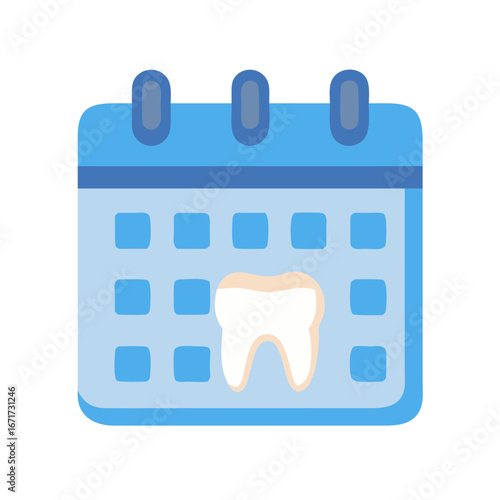 Blue calendar with a tooth icon appointment illustration