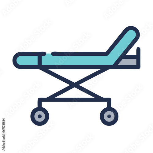Medical gurney illustration on black background for hospital uses