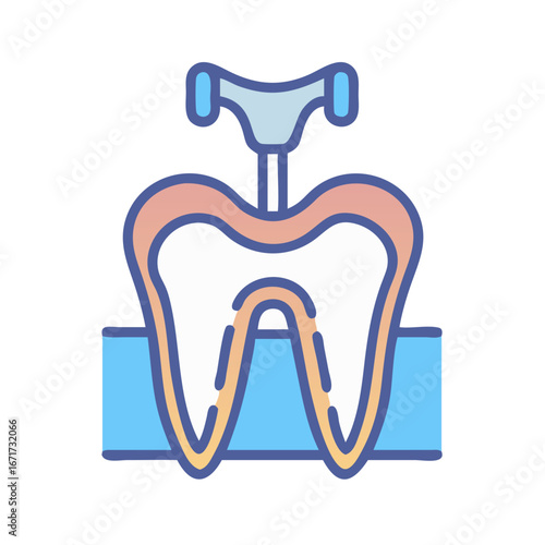 Dental implant tooth icon in flat design style vector