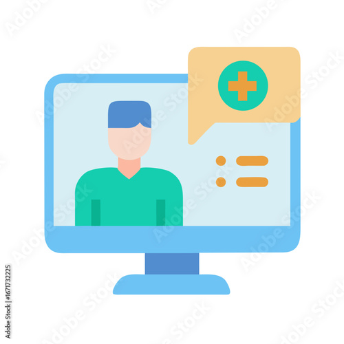 Online doctor consultation and healthcare concept depicted on monitor