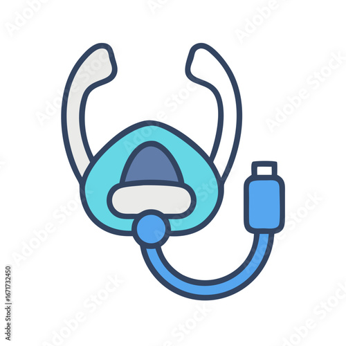 Minimalistic CPAP mask illustration for sleep apnea treatment concept