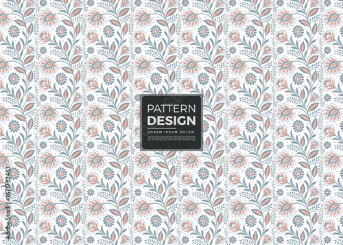 Vector seamless pattern with vintage numbers and floral ornaments for retro wallpaper design