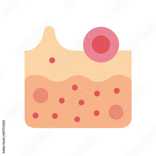 Skin layer illustration with red blood cells in flat style