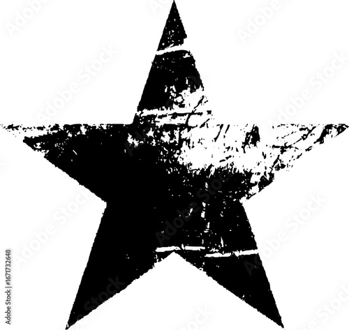 Grunge black and white cracked star design for vintage urban art projects