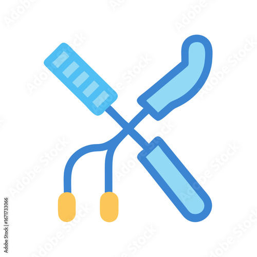 Illustration of crossed dental instruments on a black background