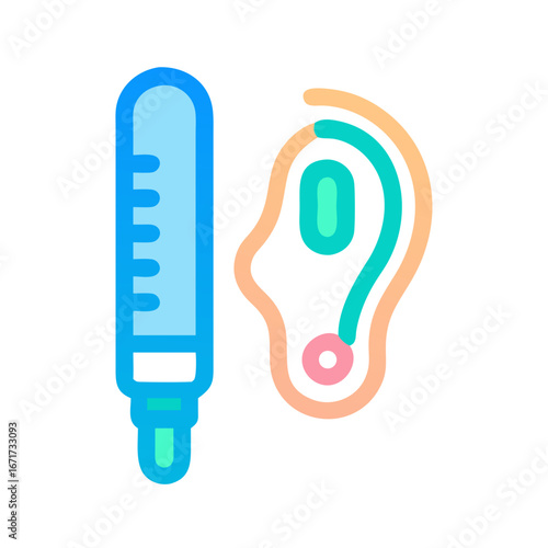 Medical illustration of ear cleaning syringe on black background