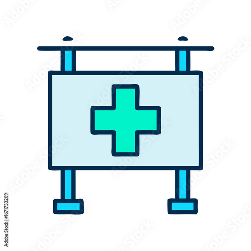 Medical sign with plus symbol for healthcare promotion graphic