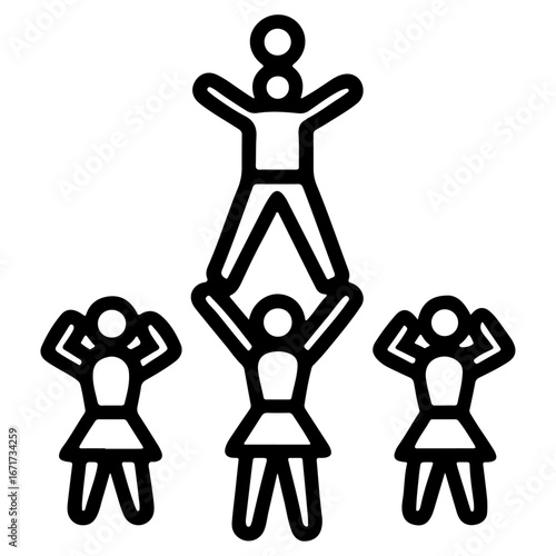  A Group of Cheerleaders Posing in a Stunt Line, Symbolizing Unity and Teamwork.