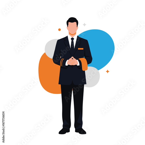 Professional airline pilot ready for flight duty in a smart uniform