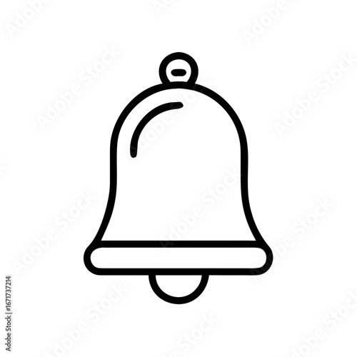 Black and White Icon of Bell Notification Outline Vector