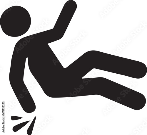 Falling Person Icon – Slip Trip Accident Safety Hazard Symbol Vector