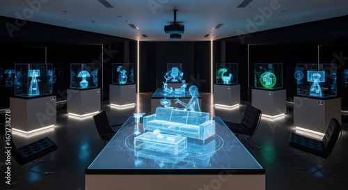 Wallpaper Mural Showcasing holographic interior design through innovative technology and virtual reality exhibition Torontodigital.ca