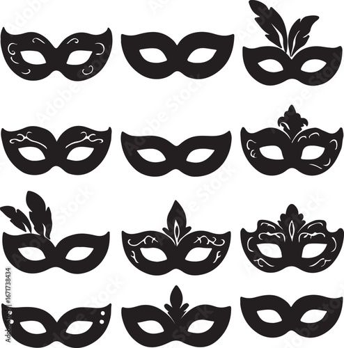 Masquerade Party Masks Icon Set