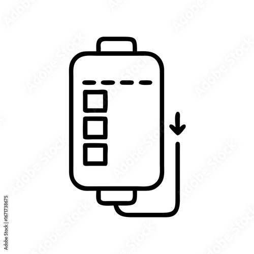 Minimal Outline Icon of Battery Charging Outline Vector