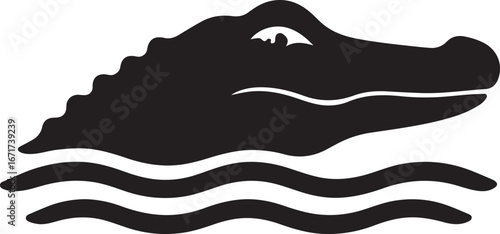 Crocodile Silhouette in Water Icon