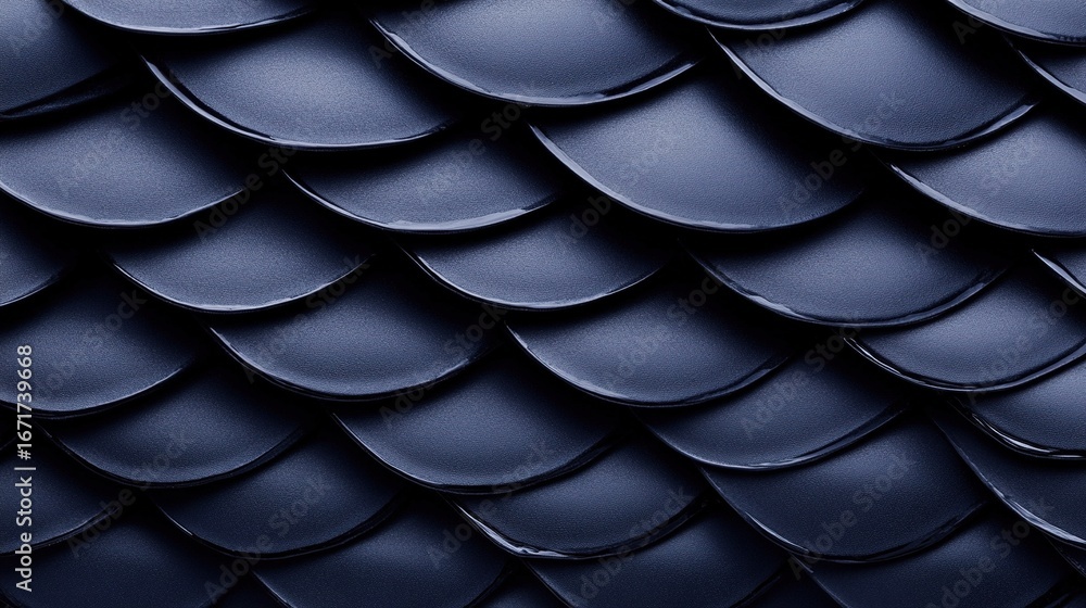 Obraz premium Detailed view of a seamless dark blue scale pattern with a textured surface and glossy highlights