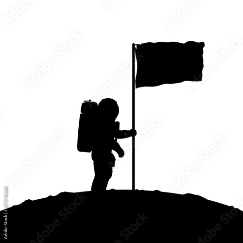 silhouette of a astronaut in moo 