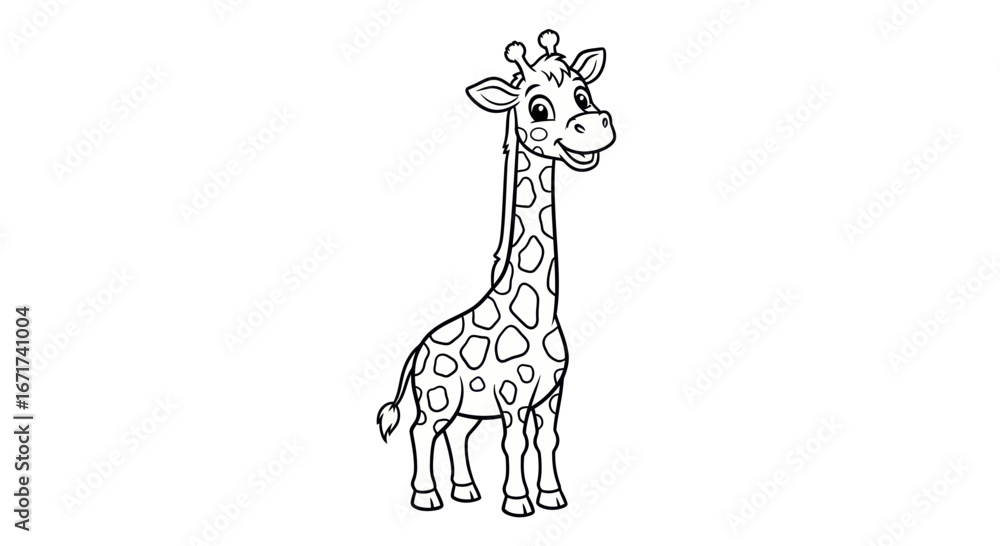 Fototapeta Cartoon giraffe outline for coloring book or educational materials about wildlife and animals