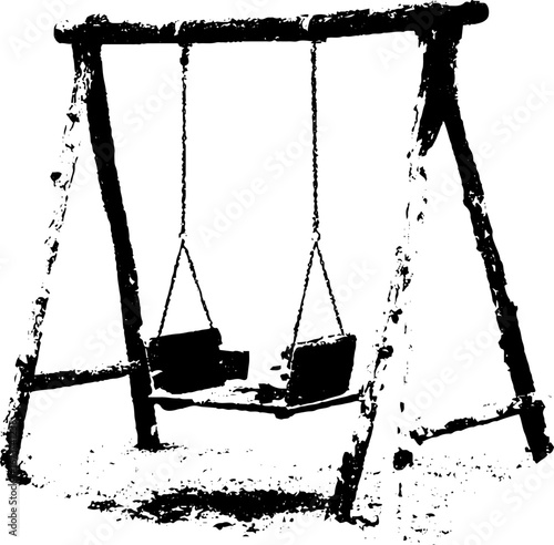 Grunge black and white swing set illustration for urban design projects