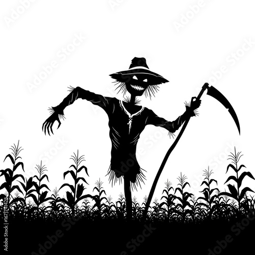 silhouette of a halloween ghost in a field