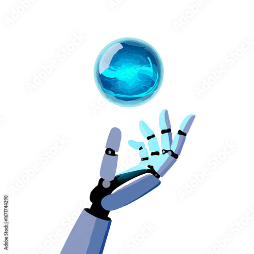Robot Hand Holding Orb of Light

