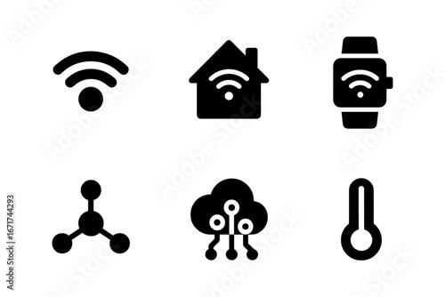 Simple smart technology icons for network and communication