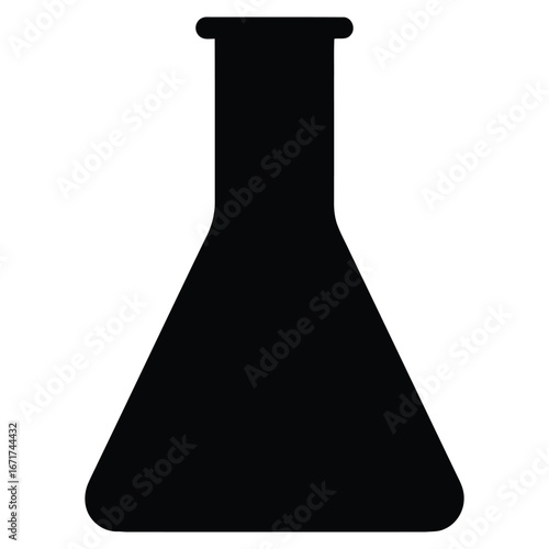 Minimalist black erlenmeyer flask silhouette icon isolated on white background