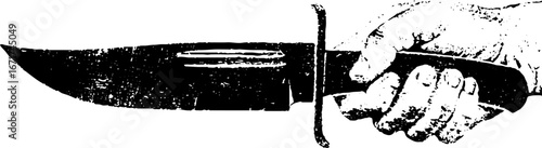 Grunge black and white hand holding knife illustration for urban design