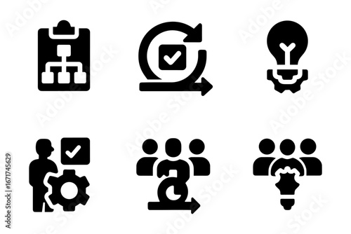Flat icons for agile project management and collaboration concepts