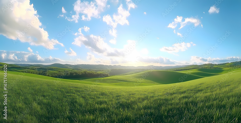 Fototapeta premium Picturesque Tuscan Hillscape on a Sunny Day