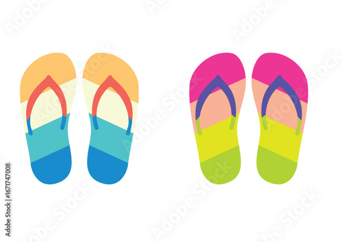  Beach flip flops or slippers Vector design