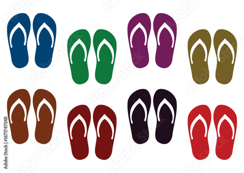  Beach flip flops or slippers Vector design