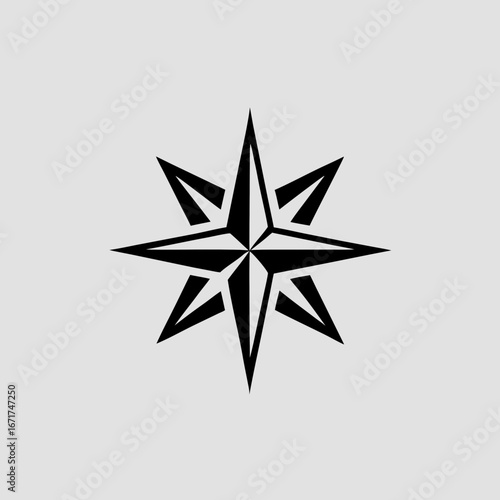 Compass Rose Logo Geometric Star Symbol for Navigation and Direction