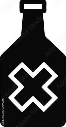 Cross sign bottle vector icon.